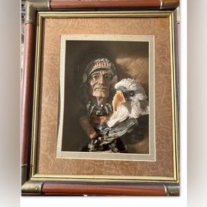 Native America Indian Chief and Eagle Shadow Box